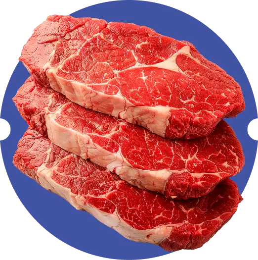 Stacked Angus steaks